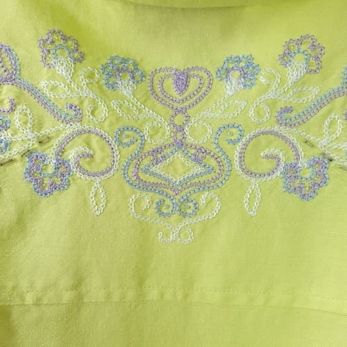 Susan Graver Womens Blouse Jacket Green 2X Linen Rayon Blend Embroidered - Thumbnail 4