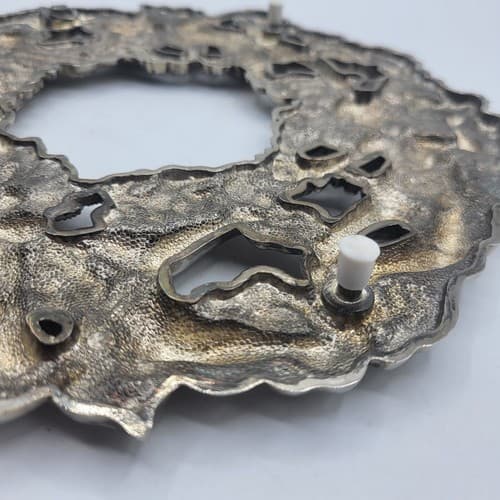Christmas Cherb Trivet Silverplate Wall Art Round Rubber Tip Feet MCM - Thumbnail 7