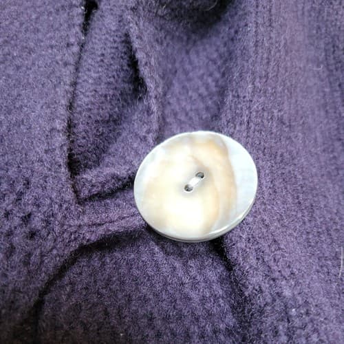 Elena Solano Womens Sweater Purple M Lambs Wool Cardigan Open Pockets One Button - Thumbnail 5