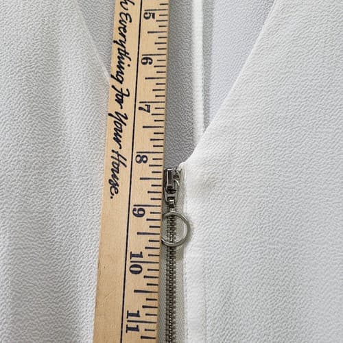 Rachel Roy Womens Top Blouse White S Poly Blend V-Neck Zipper Hi Low Vent Back - Thumbnail 11