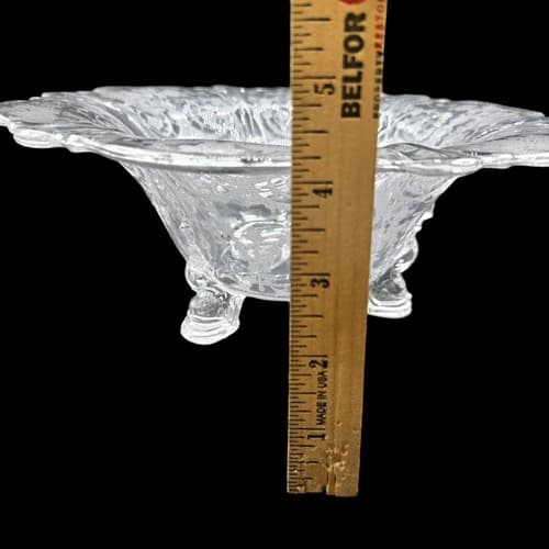Vintage Heisey Glass Etched Bowl Tearose 3-Toed Footed Compote Elegant Decor - Thumbnail 5