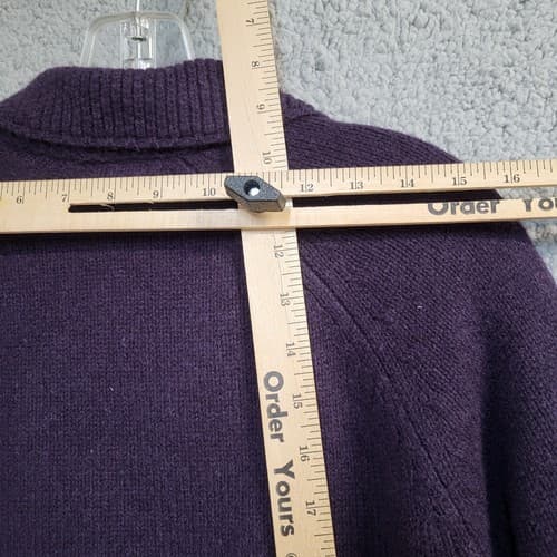 Elena Solano Womens Sweater Purple M Lambs Wool Cardigan Open Pockets One Button - Thumbnail 11