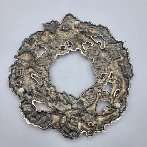 Christmas Cherb Trivet Silverplate Wall Art Round Rubber Tip Feet MCM - Thumbnail 6