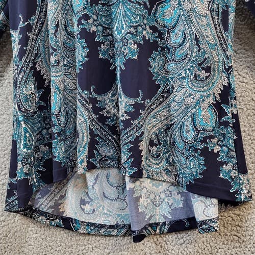 Sunny Leigh Womens Blouse Top Blue M High-Low Tunic Ballet Sleeves Boho Stretch - Thumbnail 5