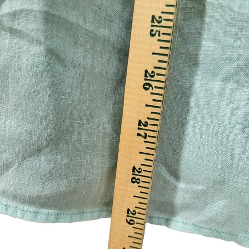 Sigrid Olsen Womens Shirt Top Green S Linen Tunic Light Ruffled V-Neck Spring - Thumbnail 8