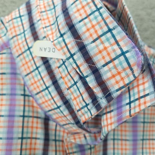 Thomas Dean Mens Shirt L Long Sleeve Cotton Casual Workwear Orange Check - Thumbnail 8