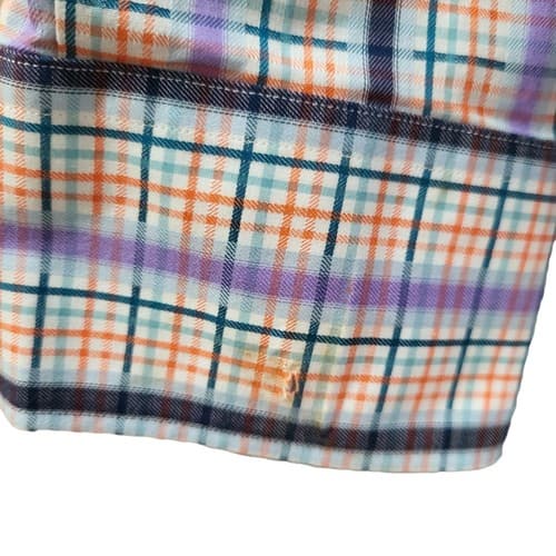 Thomas Dean Mens Shirt L Long Sleeve Cotton Casual Workwear Orange Check - Thumbnail 5