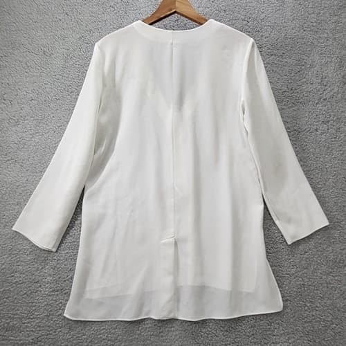 Rachel Roy Womens Top Blouse White S Poly Blend V-Neck Zipper Hi Low Vent Back - Thumbnail 2