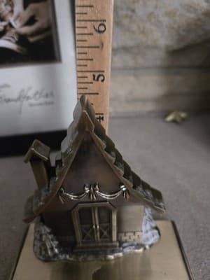 VTG Christmas Stocking Holders Village Metal Set 4 Antique Brass Finish Heavy - Thumbnail 15