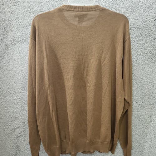 BOBBY CHAN Mens Argyle Golf Sweater Brown XL Long Sleeve Silk Cotton Blend - Thumbnail 2