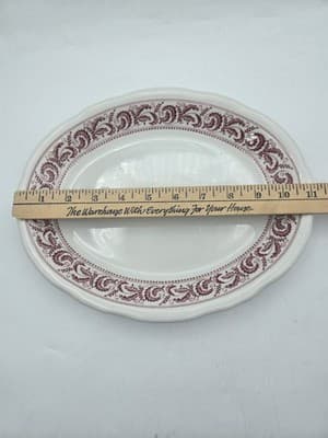 Vintage Shenango China Red Garland Scalloped Oval Plate Platter Restaurant Ware - Thumbnail 7