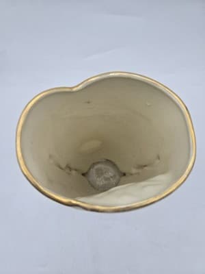 Vtg MCM White Pearl Lusterware Vase Heavy 22kt Gold Sunflower Trim - Thumbnail 5