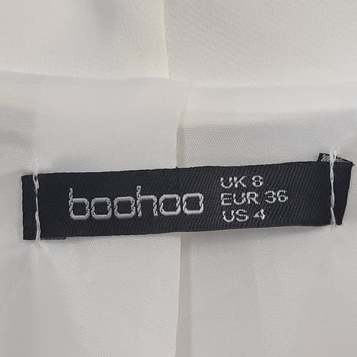 Boohoo Womens Tuxedo Blazer White 4 Fully Lined Faux Pockets Menswear - Thumbnail 3