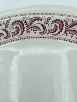 Vintage Shenango China Red Garland Scalloped Oval Plate Platter Restaurant Ware - Thumbnail 4