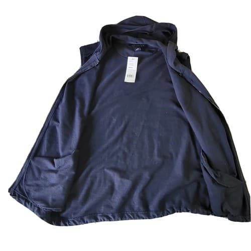 French Connection Mens Sleeveless Hoodie Blue XL Cotton French Terry Zip NEW - Thumbnail 4
