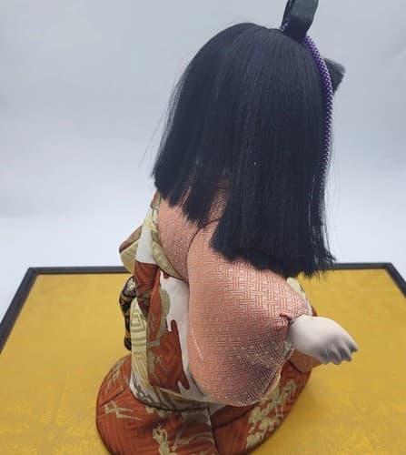 Vintage Japanese Kimkomi Geisha Girl Doll Handmade Porcelain Satin Brocade 10" - Thumbnail 4