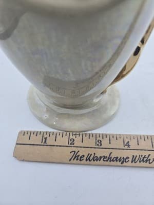 Vtg MCM White Pearl Lusterware Vase Heavy 22kt Gold Sunflower Trim - Thumbnail 9