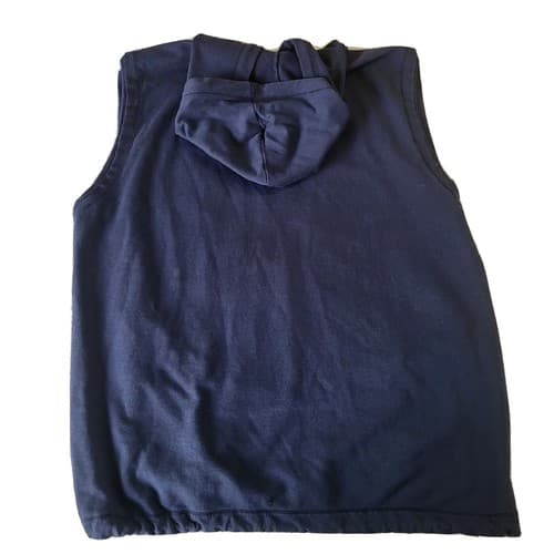 French Connection Mens Sleeveless Hoodie Blue XL Cotton French Terry Zip NEW - Thumbnail 2