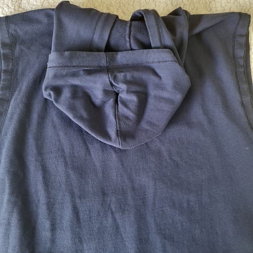 French Connection Mens Sleeveless Hoodie Blue XL Cotton French Terry Zip NEW - Thumbnail 14