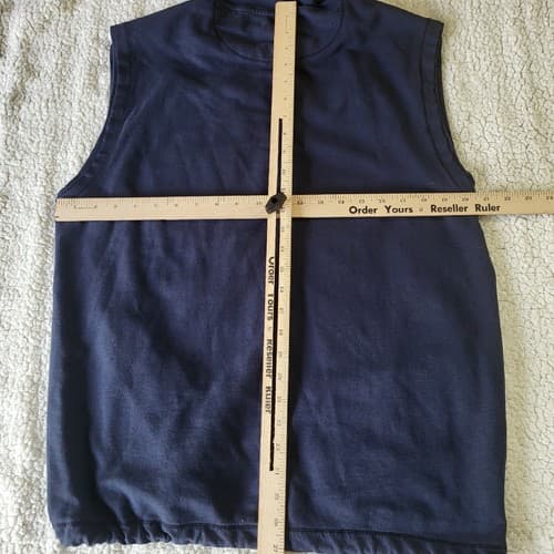 French Connection Mens Sleeveless Hoodie Blue XL Cotton French Terry Zip NEW - Thumbnail 16
