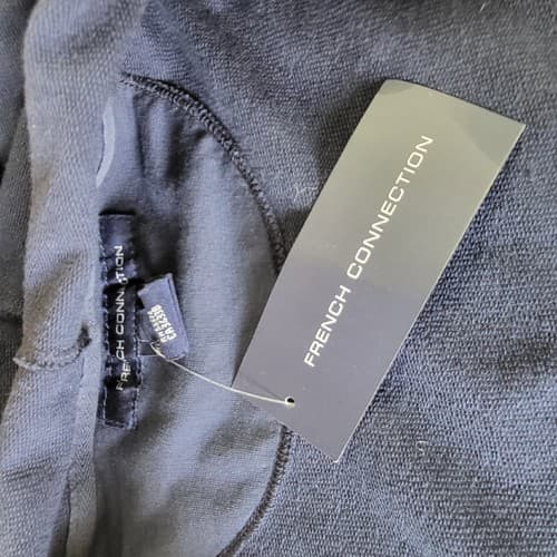 French Connection Mens Sleeveless Hoodie Blue XL Cotton French Terry Zip NEW - Thumbnail 9