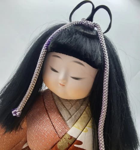Vintage Japanese Kimkomi Geisha Girl Doll Handmade Porcelain Satin Brocade 10" - Thumbnail 2