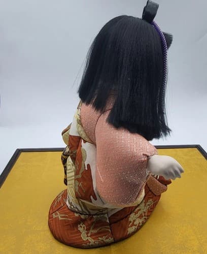 Vintage Japanese Kimkomi Geisha Girl Doll Handmade Porcelain Satin Brocade 10" - Thumbnail 6