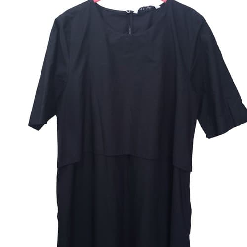 Zara Womens Dress Black L 10 Poplin Cotton Pockets Summer Lightweght Lagenlook - Thumbnail 3
