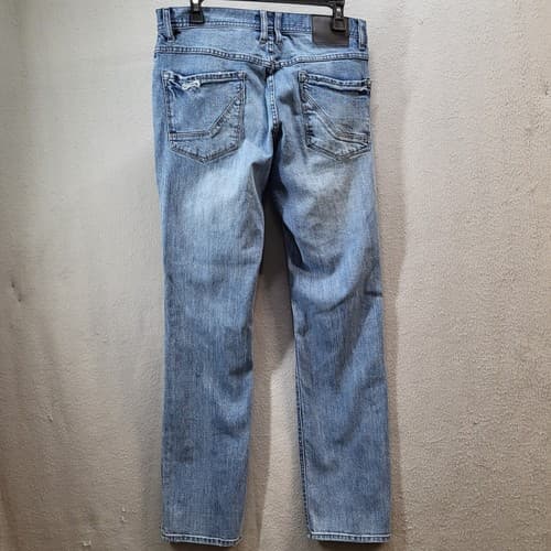 EMPYRE Mens Jeans 32x31 Blue Stone Wash 5-Pocket Skeletor Destroyed Skinny Denim - Thumbnail 5