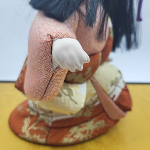 Vintage Japanese Kimkomi Geisha Girl Doll Handmade Porcelain Satin Brocade 10" - Thumbnail 5