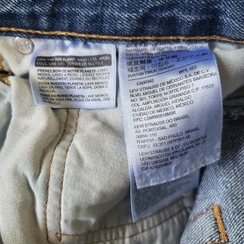 Levis 505 Mens Jeans 40x32 Fits 38x30 Blue Medium Wash Heavy Strudy Denim - Thumbnail 9