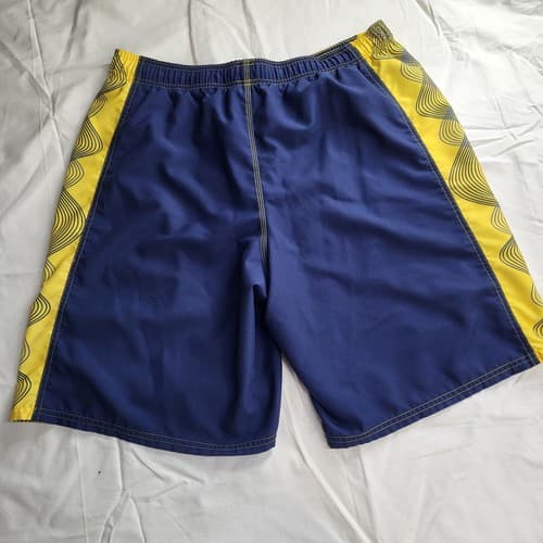 Nike Mens Swim Trunks Navy Blue Yellow XL Pockets Elastic Waist Mesh Lining - Thumbnail 2