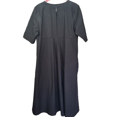 Zara Womens Dress Black L 10 Poplin Cotton Pockets Summer Lightweght Lagenlook - Thumbnail 4