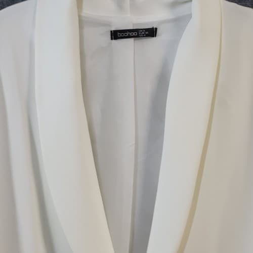 Boohoo Womens Tuxedo Blazer White 4 Fully Lined Faux Pockets Menswear - Thumbnail 5