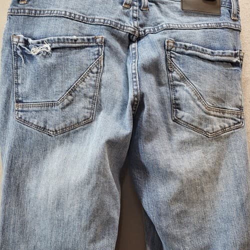 EMPYRE Mens Jeans 32x31 Blue Stone Wash 5-Pocket Skeletor Destroyed Skinny Denim - Thumbnail 7