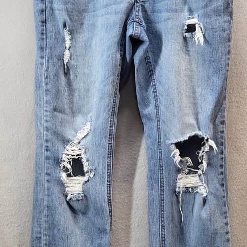 EMPYRE Mens Jeans 32x31 Blue Stone Wash 5-Pocket Skeletor Destroyed Skinny Denim - Thumbnail 4