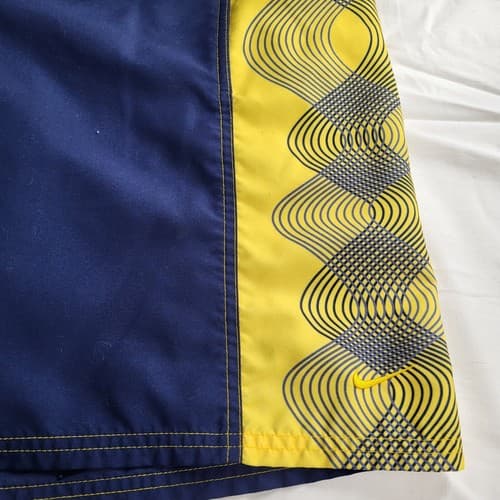 Nike Mens Swim Trunks Navy Blue Yellow XL Pockets Elastic Waist Mesh Lining - Thumbnail 3