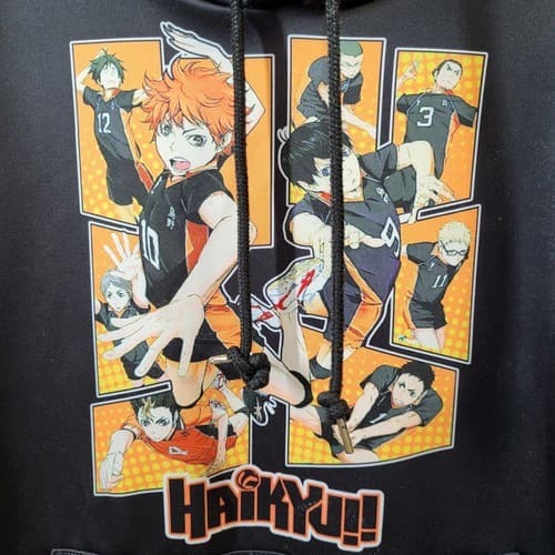 Haikyuu!! Pullover Hoodie Black Orange S Volleyball Team Sweatshirt Anime - Thumbnail 2