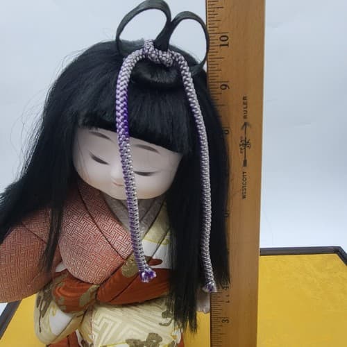 Vintage Japanese Kimkomi Geisha Girl Doll Handmade Porcelain Satin Brocade 10" - Thumbnail 12