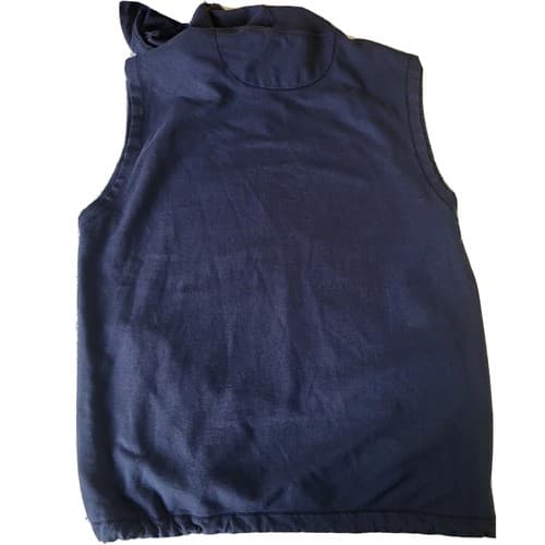 French Connection Mens Sleeveless Hoodie Blue XL Cotton French Terry Zip NEW - Thumbnail 3