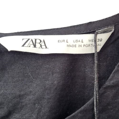 Zara Womens Dress Black L 10 Poplin Cotton Pockets Summer Lightweght Lagenlook - Thumbnail 6