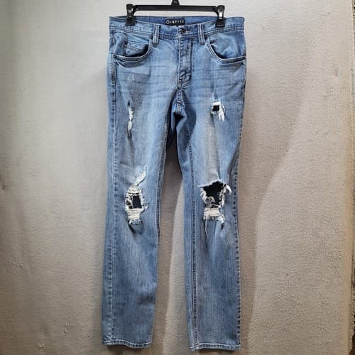 EMPYRE Mens Jeans 32x31 Blue Stone Wash 5-Pocket Skeletor Destroyed Skinny Denim - Thumbnail 3