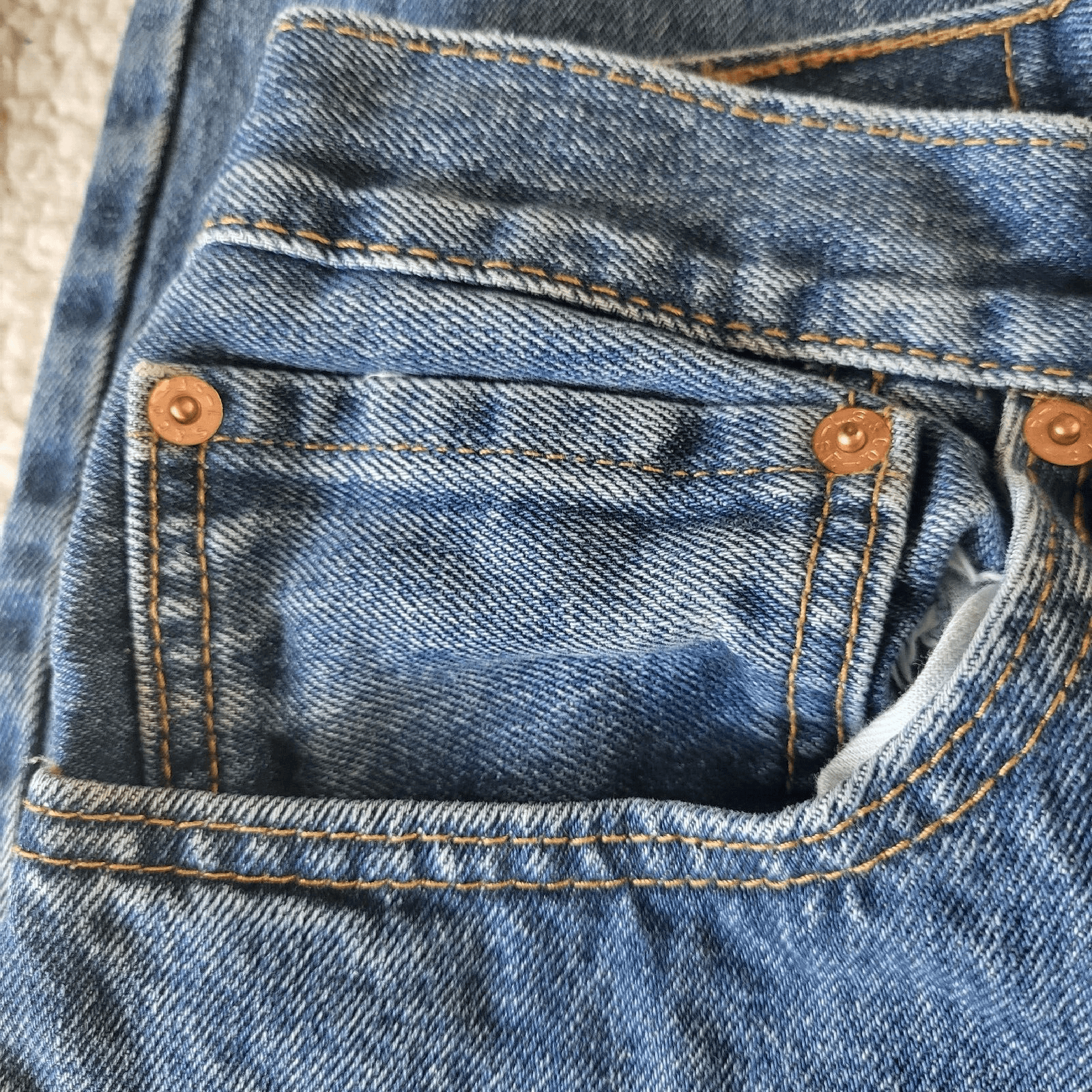 Levis 505 Mens Jeans 40x32 Fits 38x30 Blue Medium Wash Heavy Strudy Denim - Thumbnail 7