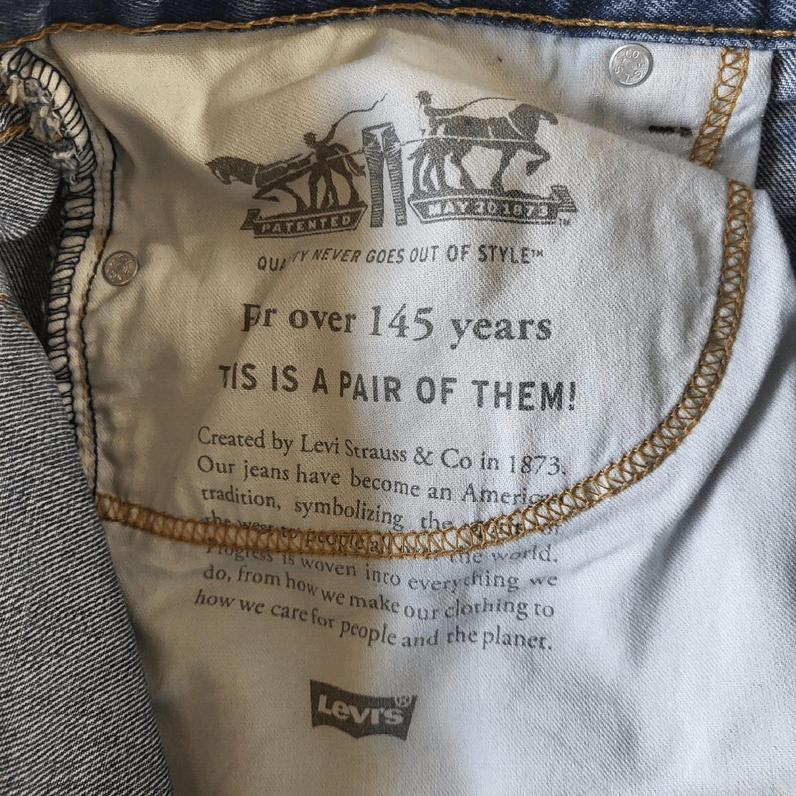 Levis 505 Mens Jeans 40x32 Fits 38x30 Blue Medium Wash Heavy Strudy Denim - Thumbnail 10