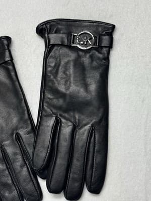 Early 2000s Michael Kors Black Leather Gloves w/ MK Logo – Size M VERY SOFT - Thumbnail 7