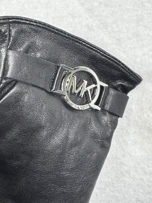 Early 2000s Michael Kors Black Leather Gloves w/ MK Logo – Size M VERY SOFT - Thumbnail 5