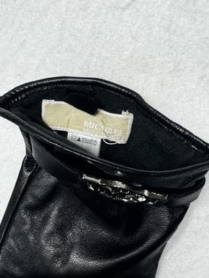 Early 2000s Michael Kors Black Leather Gloves w/ MK Logo – Size M VERY SOFT - Thumbnail 3