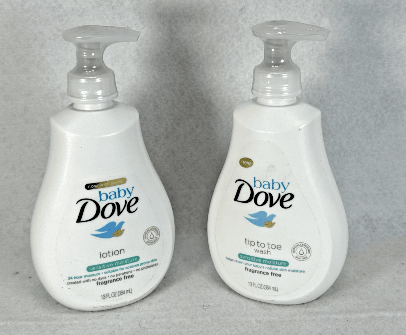 2Pk Baby Dove Lotion & Wash Sensitive Skin Hypoallergenic Fragrance Free 13 oz - Image 1