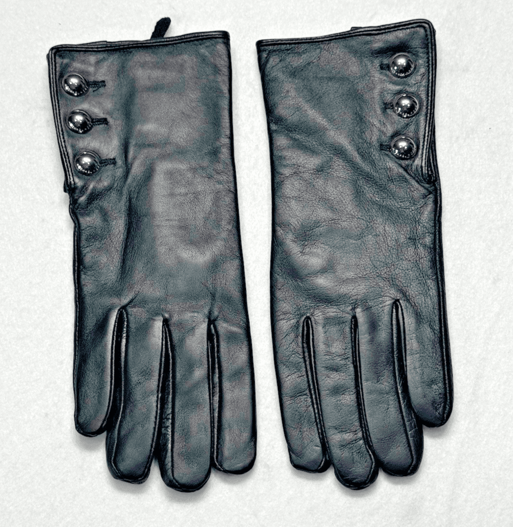 Michael Kors Leather Gloves with Buttons Size Medium Soft - Thumbnail 2