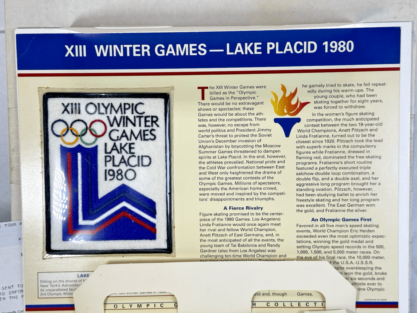 1980 Lake Placid Winter Olympics Embroidered Cloth Logo Patch - NOS Sealed ORIG - Thumbnail 2
